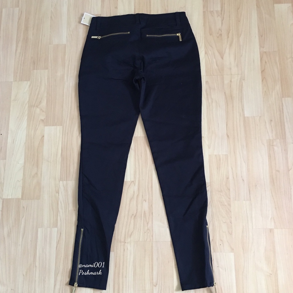 Zippers Michael Kors Skinny Navy Pants w/ Gold Accents NWT - Picture 3 of 4